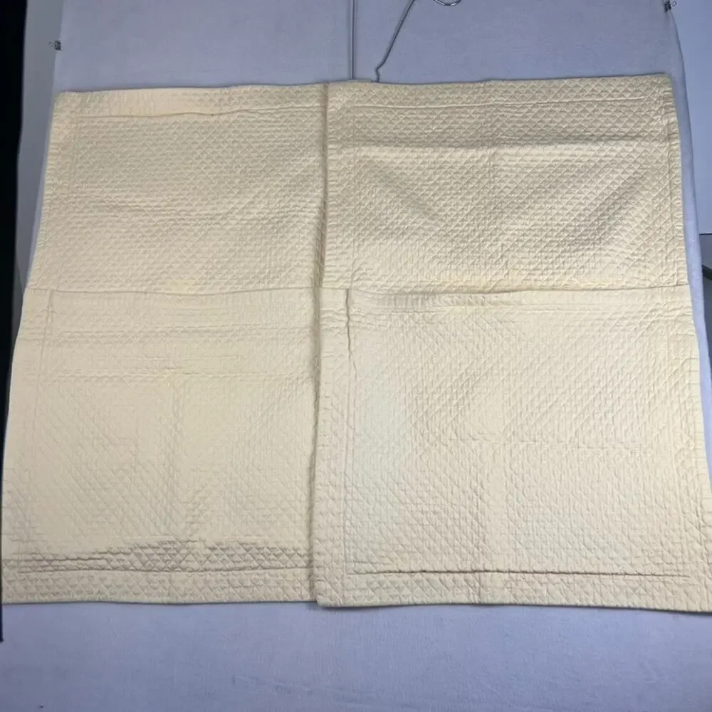 Restoration Hardware Diamond Matelasse Standard Pillow Shams Butter Yellow Set 2